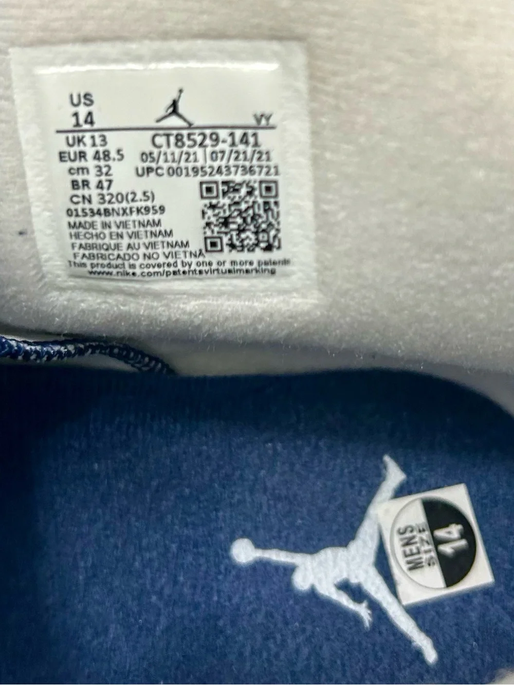 Jordan Men’s White and Navy High-Top Basketball Sneakers